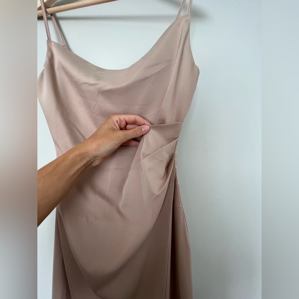 Nude Cowl Neck Wrap Dress - Picture 2 of 3